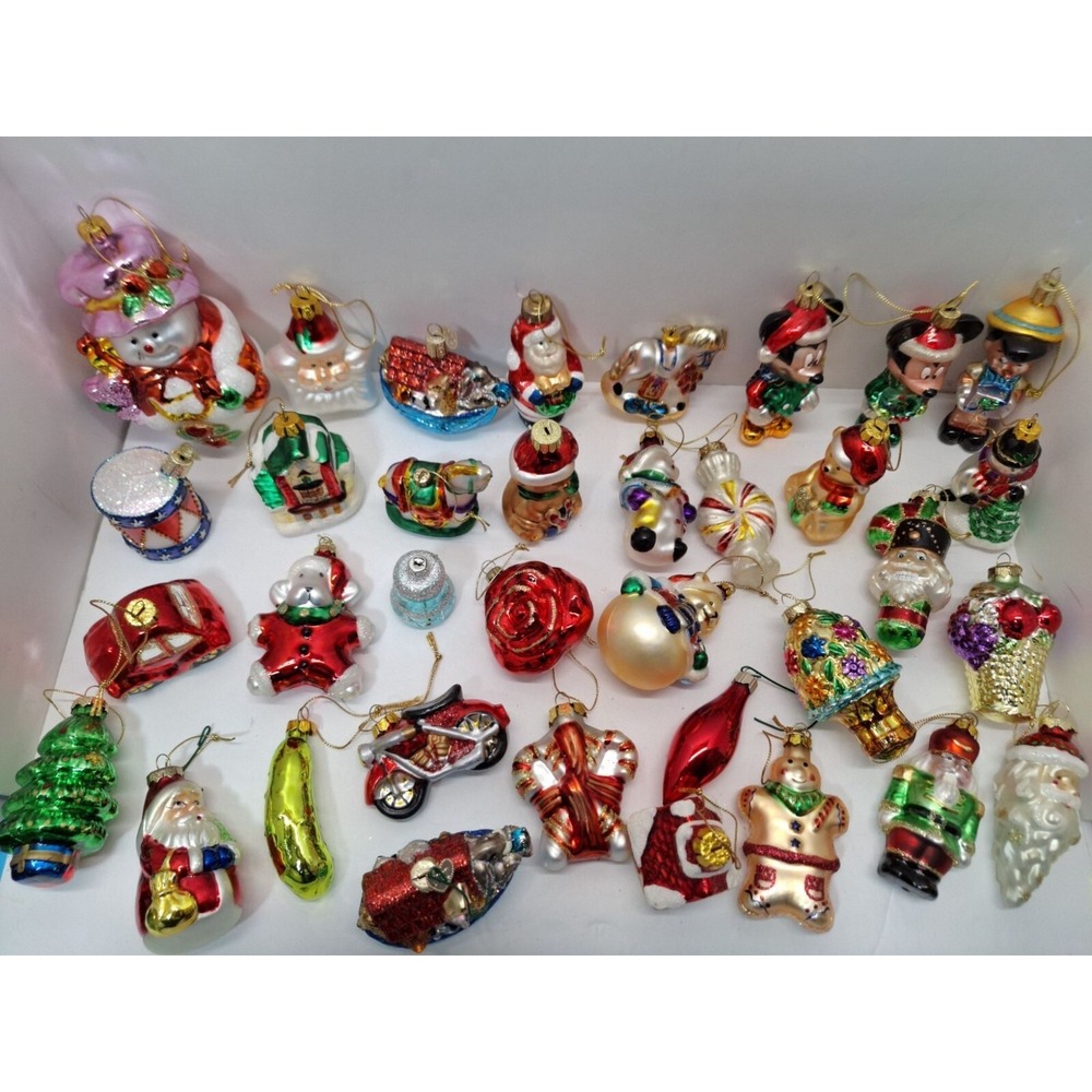 Vintage Glass Christmas Ornament Collection 35 Pieces